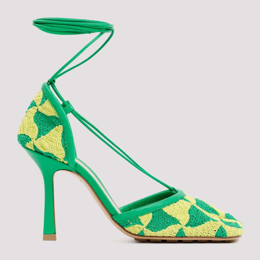Bottega Veneta Padded Stretch Mule Sandals In Green - Parakeet