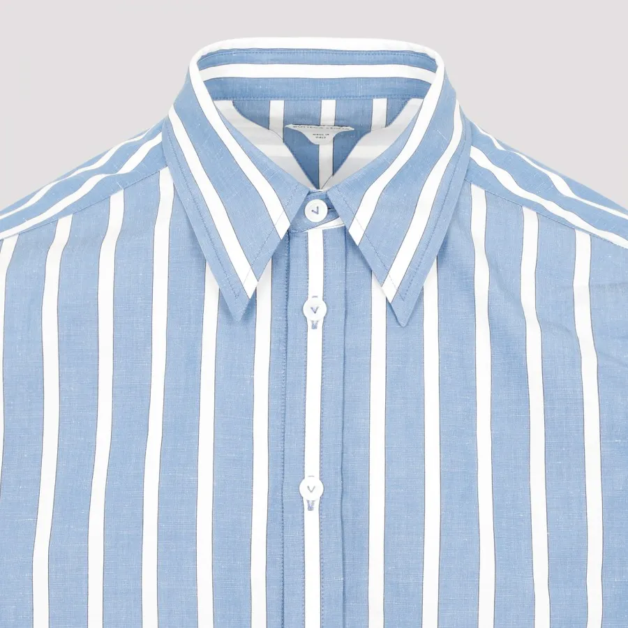 Bottega Veneta Cotton Linen Striped Shirt 750011.V35M0-4268 SURF 