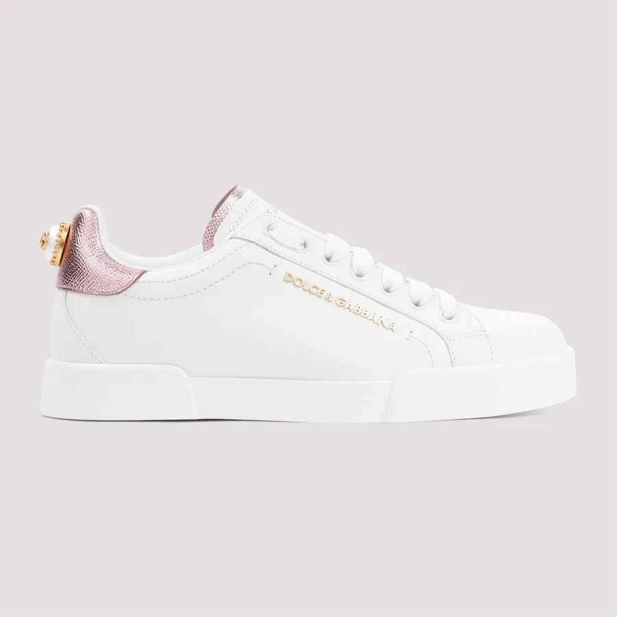 Dolce & Gabbana Leather Sneakers CK1602.AN298-87587 BIANCO ROSA 