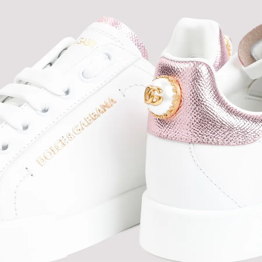 Dolce & Gabbana Leather Sneakers CK1602.AN298-87587 BIANCO ROSA 
