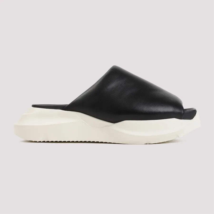 Rick Owens Geth Puffer Slides Sandals RU01D3817.LLP-91 BLACK MILK 