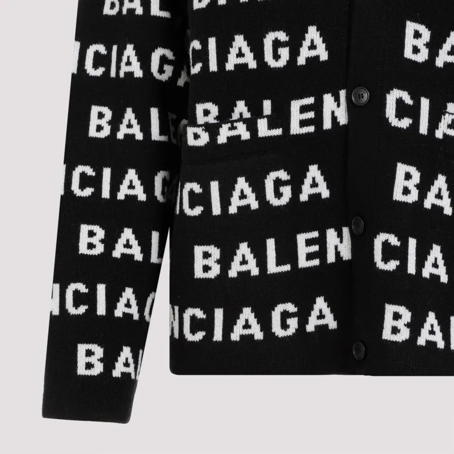 Balenciaga All-Over Cardigan 766414.T1673-1070 BLACK WHITE | IlDuomo
