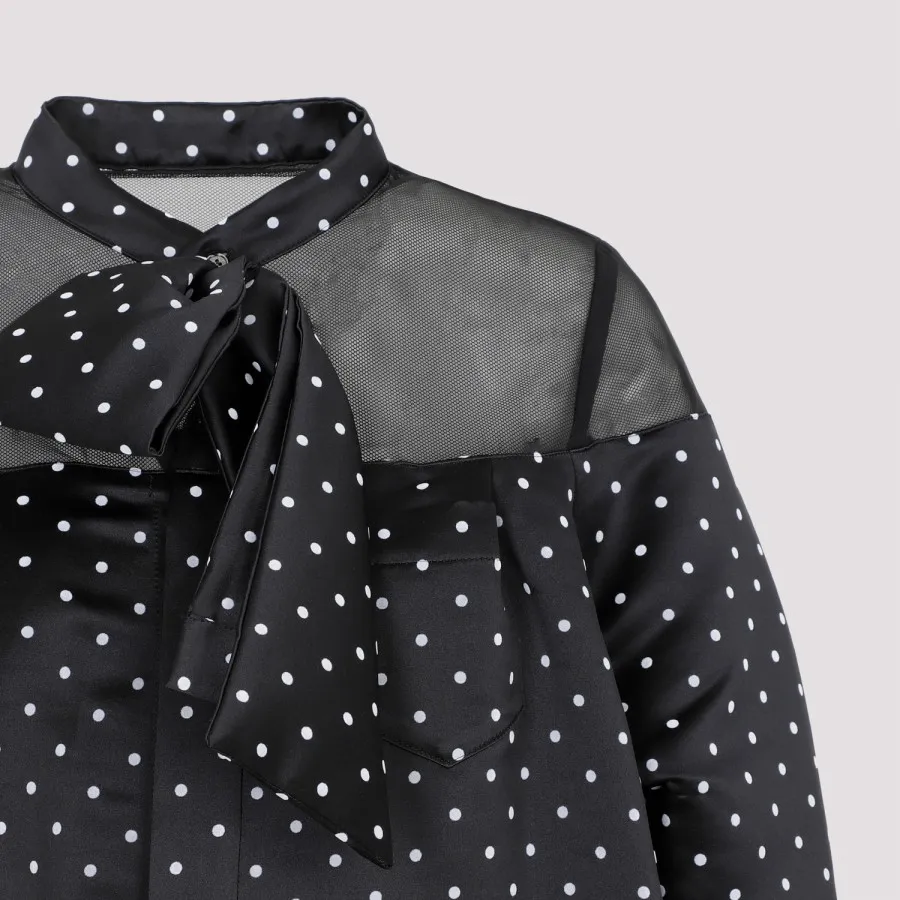 Sacai Polka Dot Flock Print Shirt 2306941-001 BLACK | IlDuomo