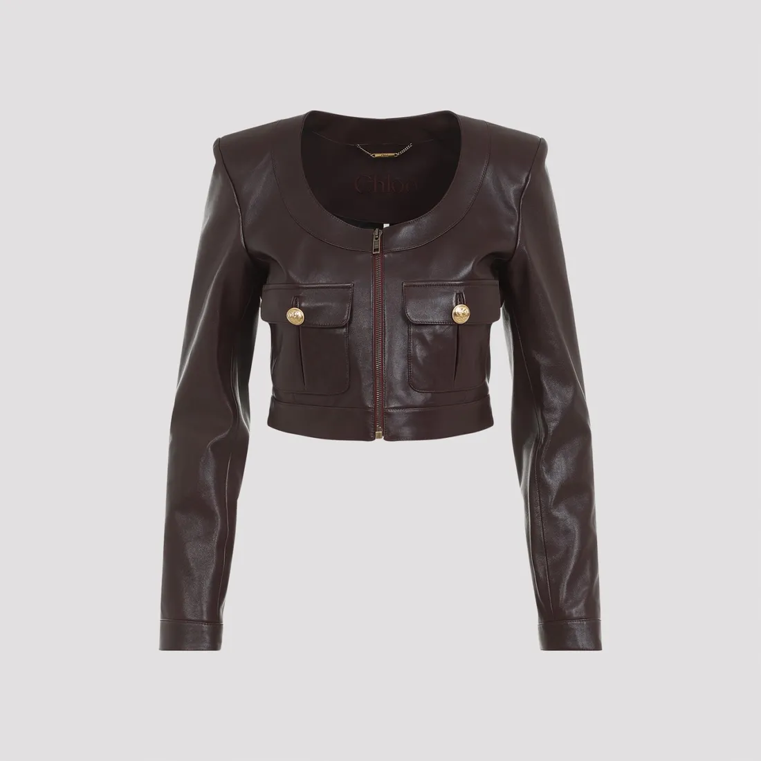 Chloe Lamb Leather Jacket CH24ACV52218-28C DEEP MAHOGANY | IlDuomo