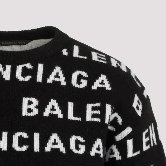 Balenciaga logo-patch virgin wool cardigan - Black