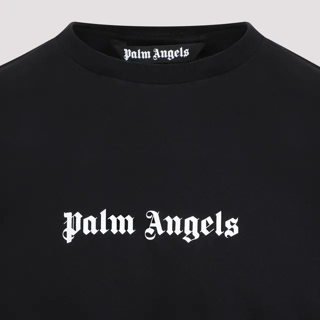 Palm Angels Logo Slim T-shirt PMAA089S24JER002-1001 BLACK WHI 